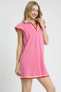 Umgee Contrast Trim Cap Sleeve Mini Dress - Velora Luxury Fashion