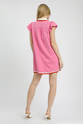 Umgee Contrast Trim Cap Sleeve Mini Dress - Velora Luxury Fashion