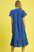 Umgee Embroidered Tiered Midi Dress - Velora Luxury Fashion