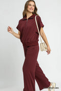 Umgee Full Size Half-Zip Short Sleeve Top Plus Size - Velora Luxury Fashion