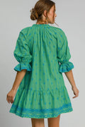 Umgee Full Size Tassel Embroidered Flounce Sleeve Mini Dress Plus Size - Velora Luxury Fashion