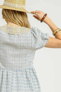 Umgee Lace Detail Short Puff Sleeve Mini Dress - Velora Luxury Fashion