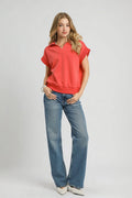 Umgee Luxe Knit Collared Short Sleeve Polo Sweatshirt - Velora Luxury Fashion
