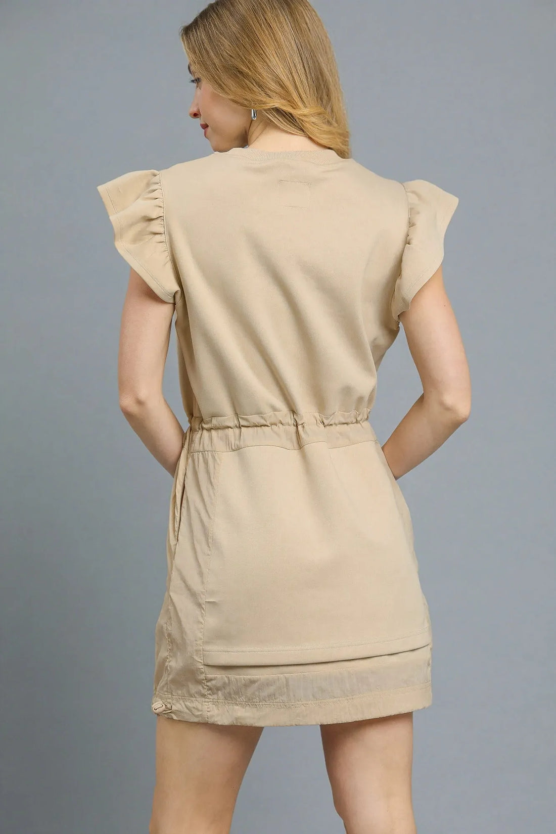 Umgee Luxeknit Ruffle Sleeve Drawstring Mini Dress - Velora Luxury Fashion