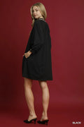 Umgee Notched Shift Dress with Trim Detail - Velora Luxury Fashion