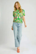 Umgee Retro Floral Puff Sleeve Top - Velora Luxury Fashion