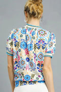 Umgee Retro Floral Puff Sleeve Top - Velora Luxury Fashion