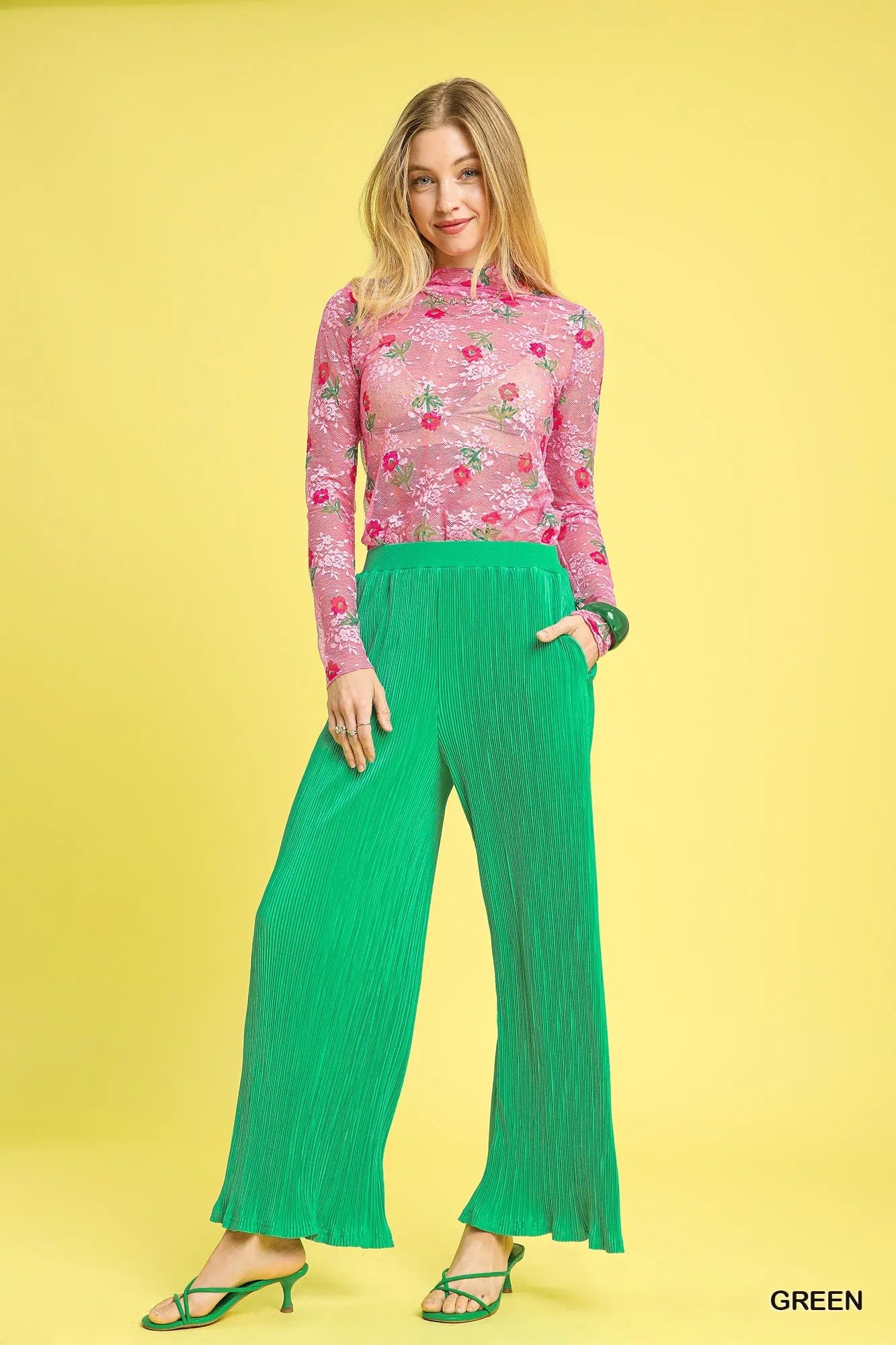 Umgee Wide Leg Textured Pants - Velora Luxury Fashion