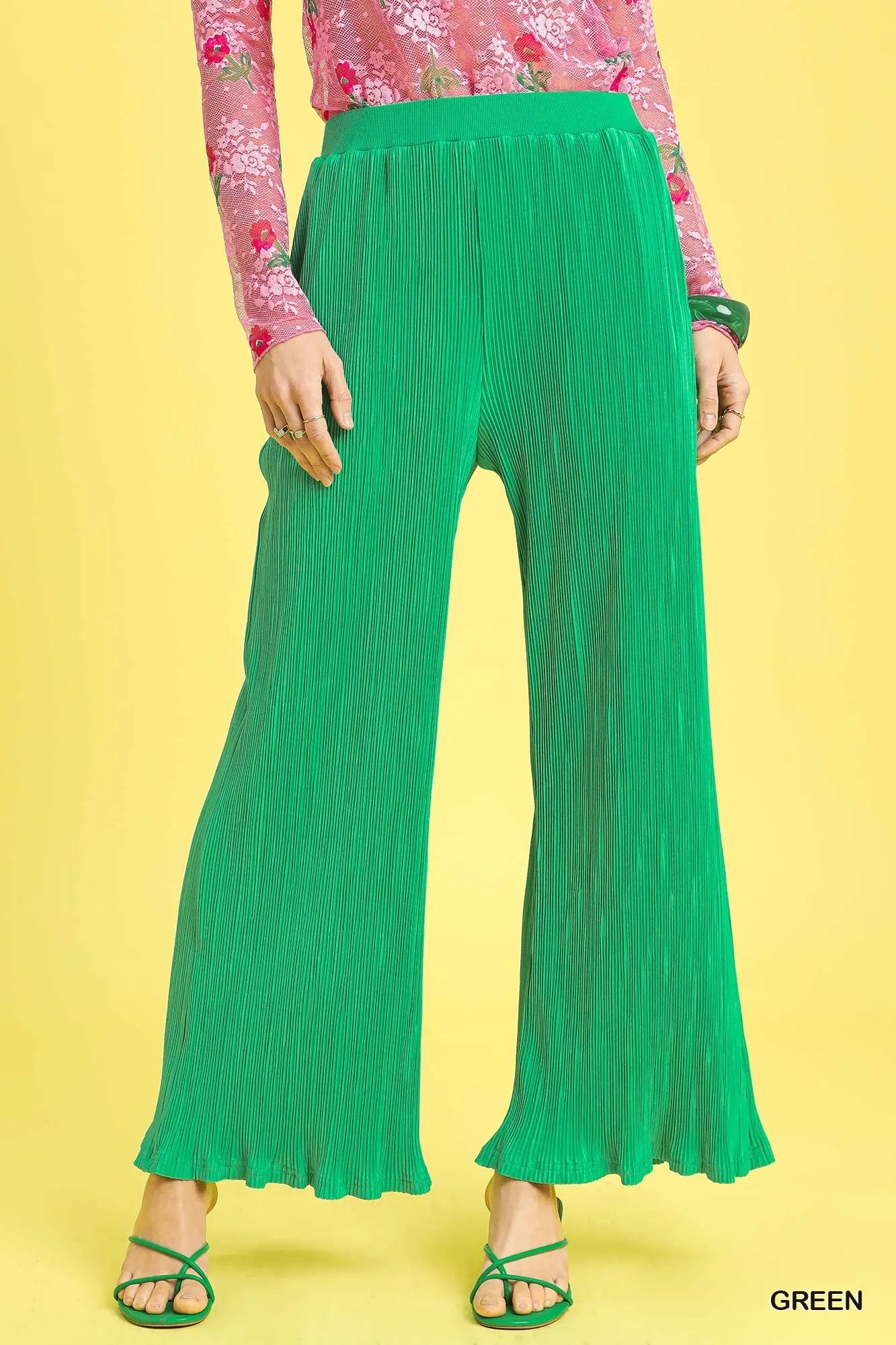 Umgee Wide Leg Textured Pants - Velora Luxury Fashion