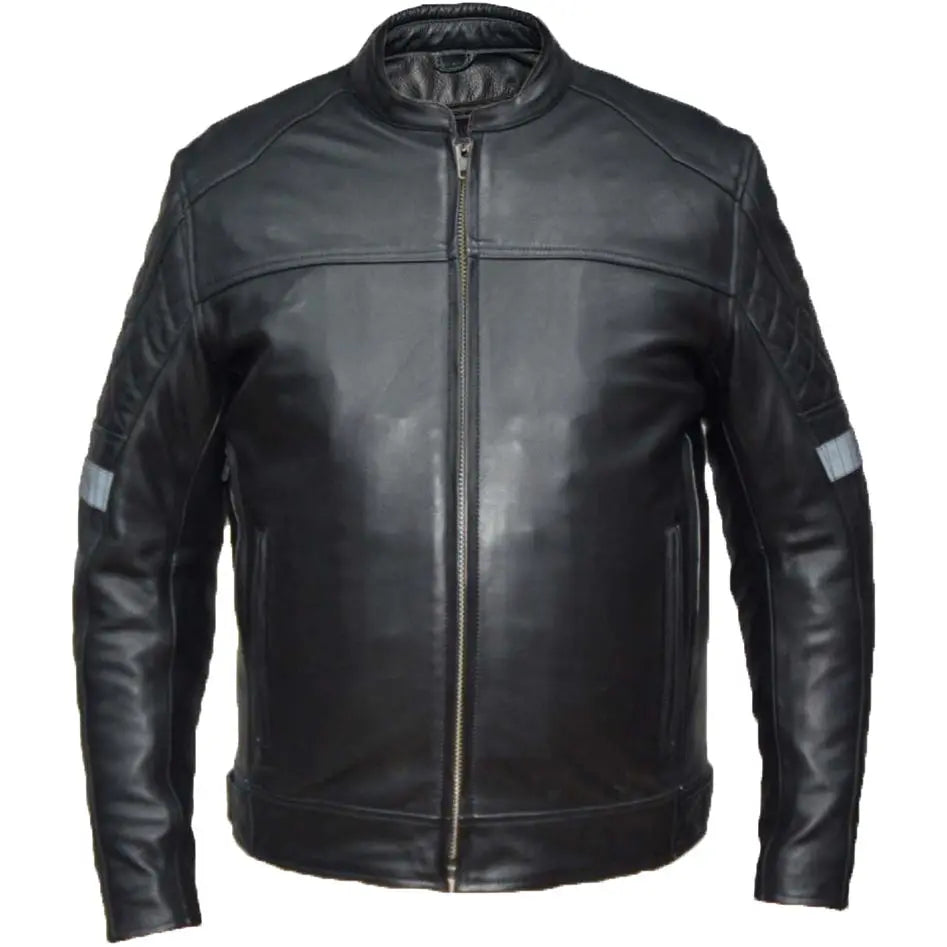 Unik International Men's Reflective Stripe Motorcycle Jacket - Velora Luxury Fashion