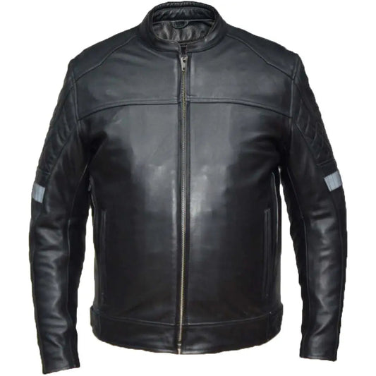 Unik International Men's Reflective Stripe Motorcycle Jacket - Velora Luxury Fashion