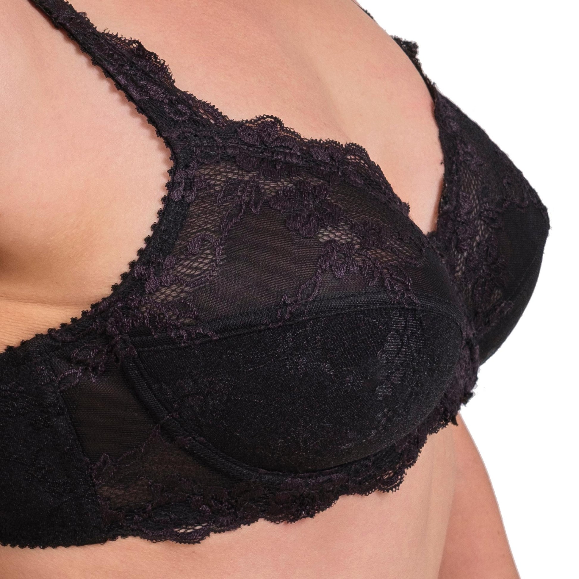 Lace Full-Coverage Underwire Bra – Adjustable Straps, Breathable Fabric & Elegant Everyday Support (White, Skin, Black) - Velora