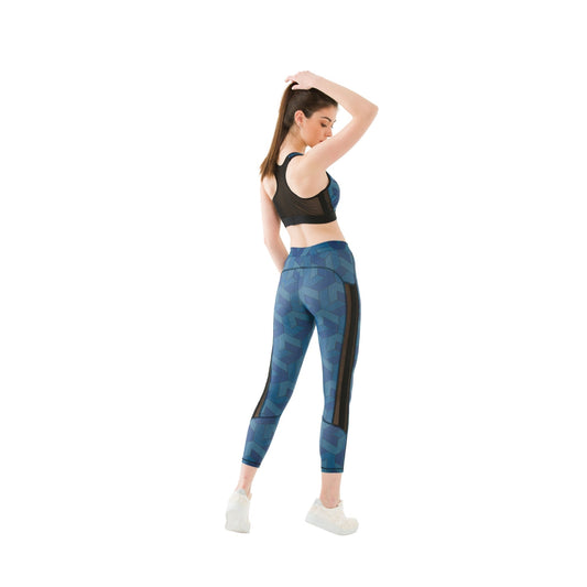 High-Waisted Patterned Workout Leggings with Mesh Panels – Breathable & Stretchy Activewear for Women - Velora