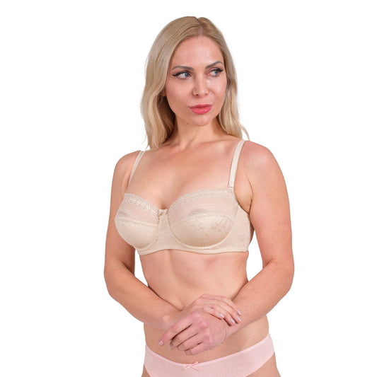 Women’s Lace Underwire Bra – Full-Coverage, Adjustable Straps & Breathable Floral Lingerie (Black, White, Nude) - Velora