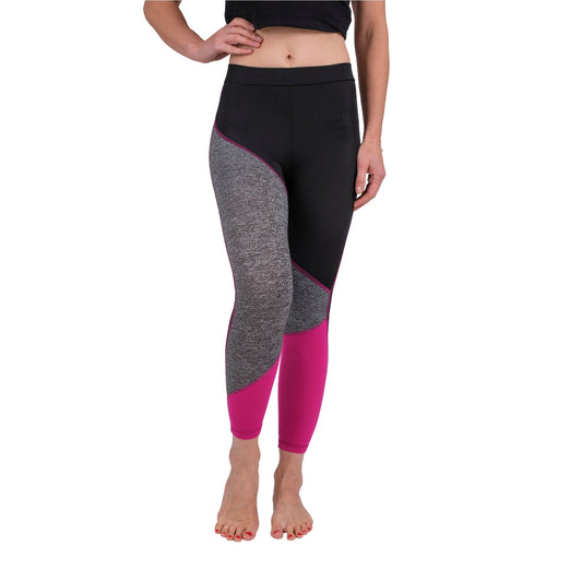 TriTone Flex Fit Yoga Leggings – Charcoal, Black & Fuchsia - Velora