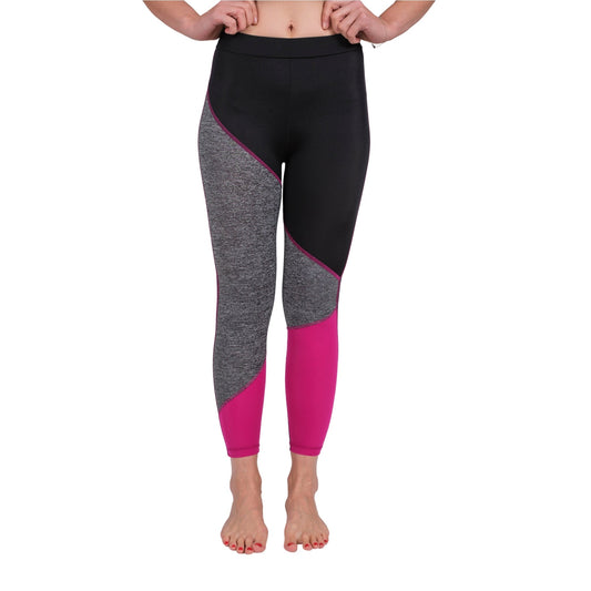 TriTone Flex Fit Yoga Leggings – Charcoal, Black & Fuchsia - Velora