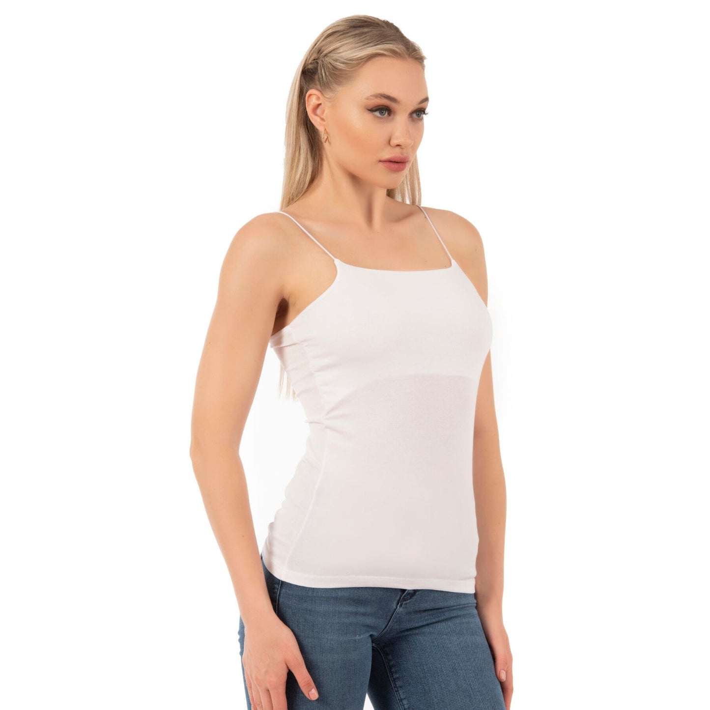 Women's Cotton-Modal Camisole Top – Soft Stretch Knit Tank with Thin Straps - Velora