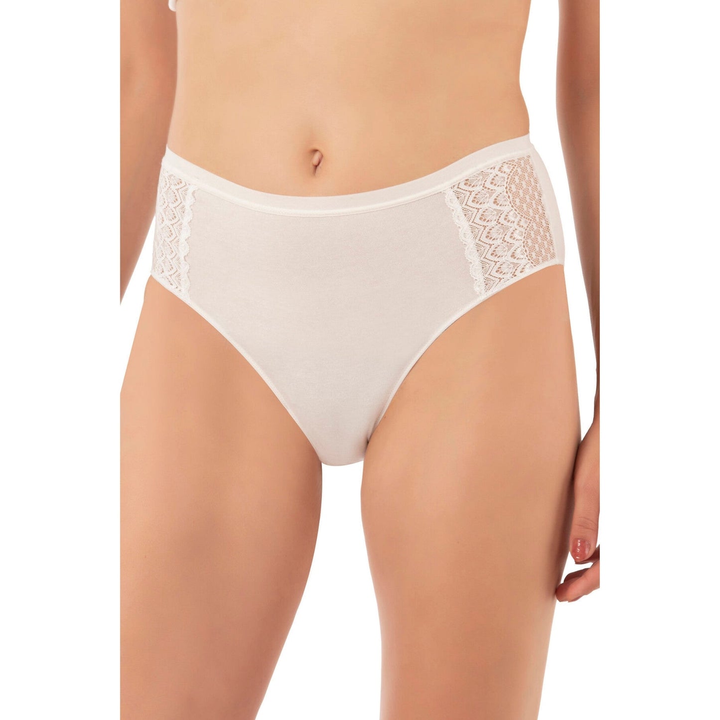 3-Pack Women’s Cotton Modal High-Leg Briefs – Lace Side Panel Underwear Set - Velora
