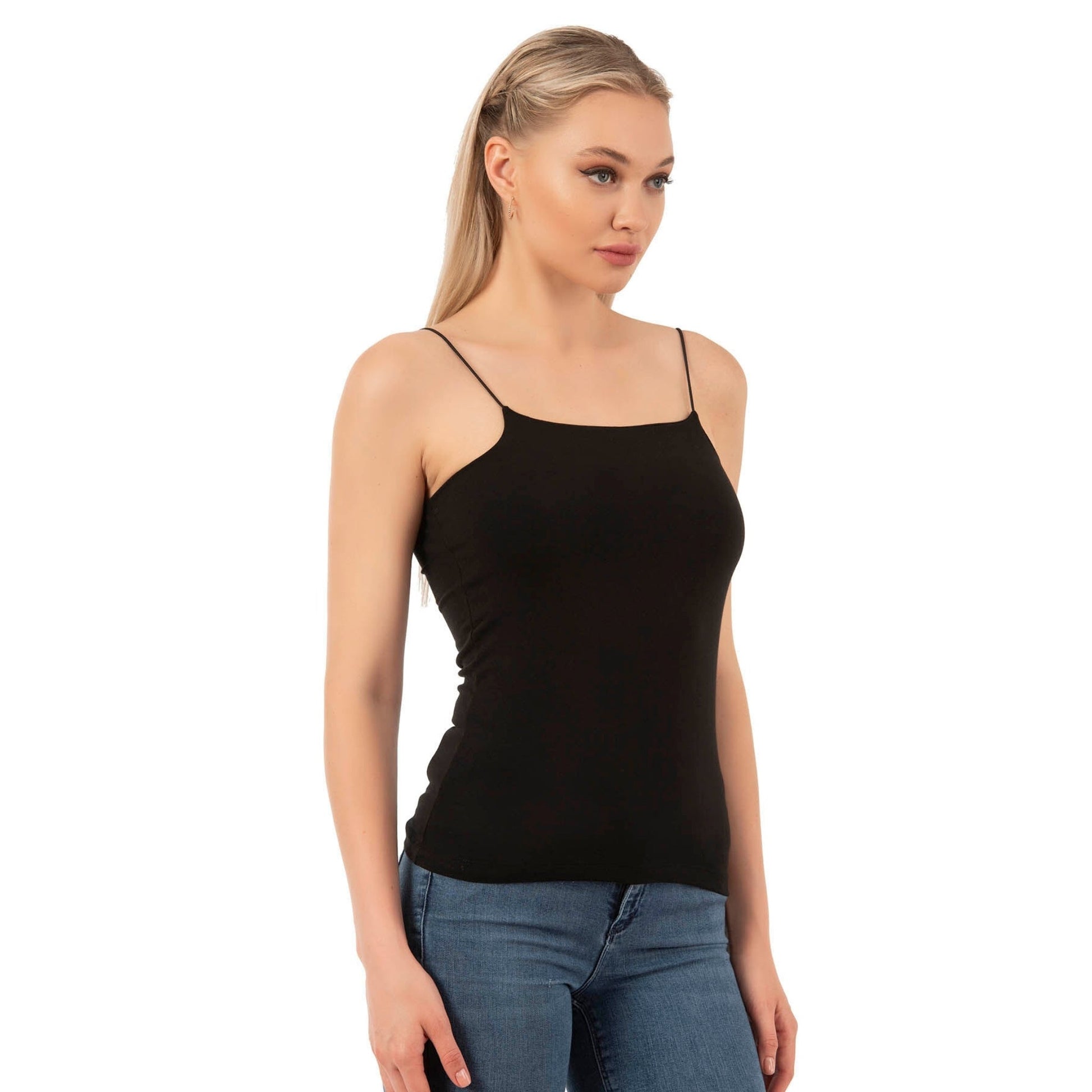 Women's Cotton-Modal Camisole Top – Soft Stretch Knit Tank with Thin Straps - Velora
