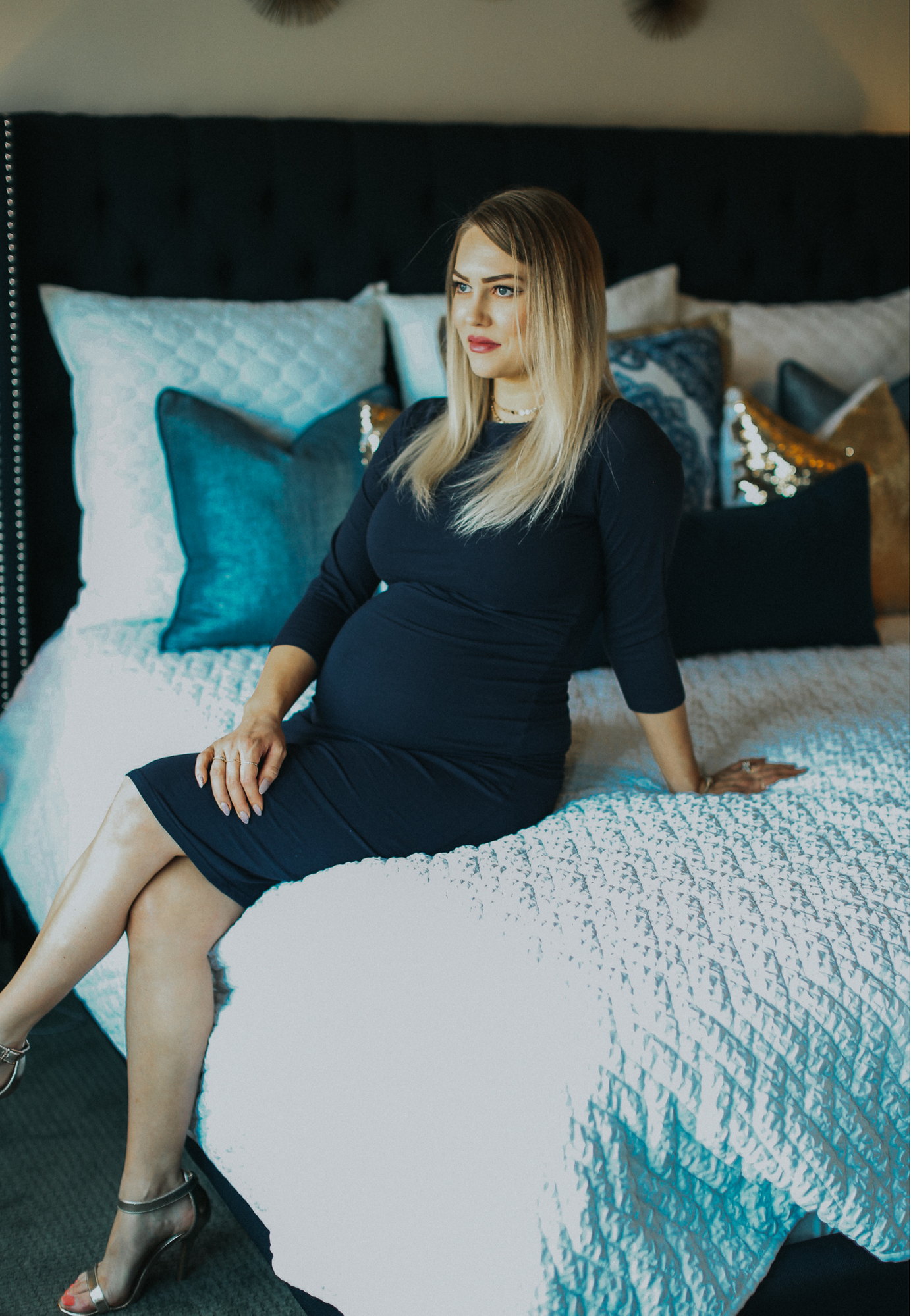 Taryn 3/4 Sleeve Maternity and Nursing Dress - Velora Luxury Fashion