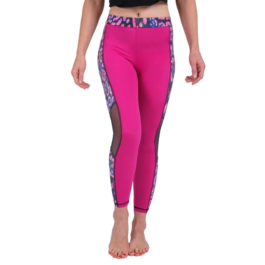 High Waist Leopard-Print Mesh Leggings – Women’s Athletic Stretch Fit Pants - Velora