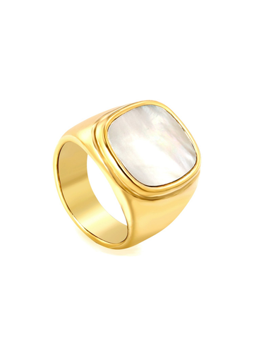 Opal Square Gold Ring