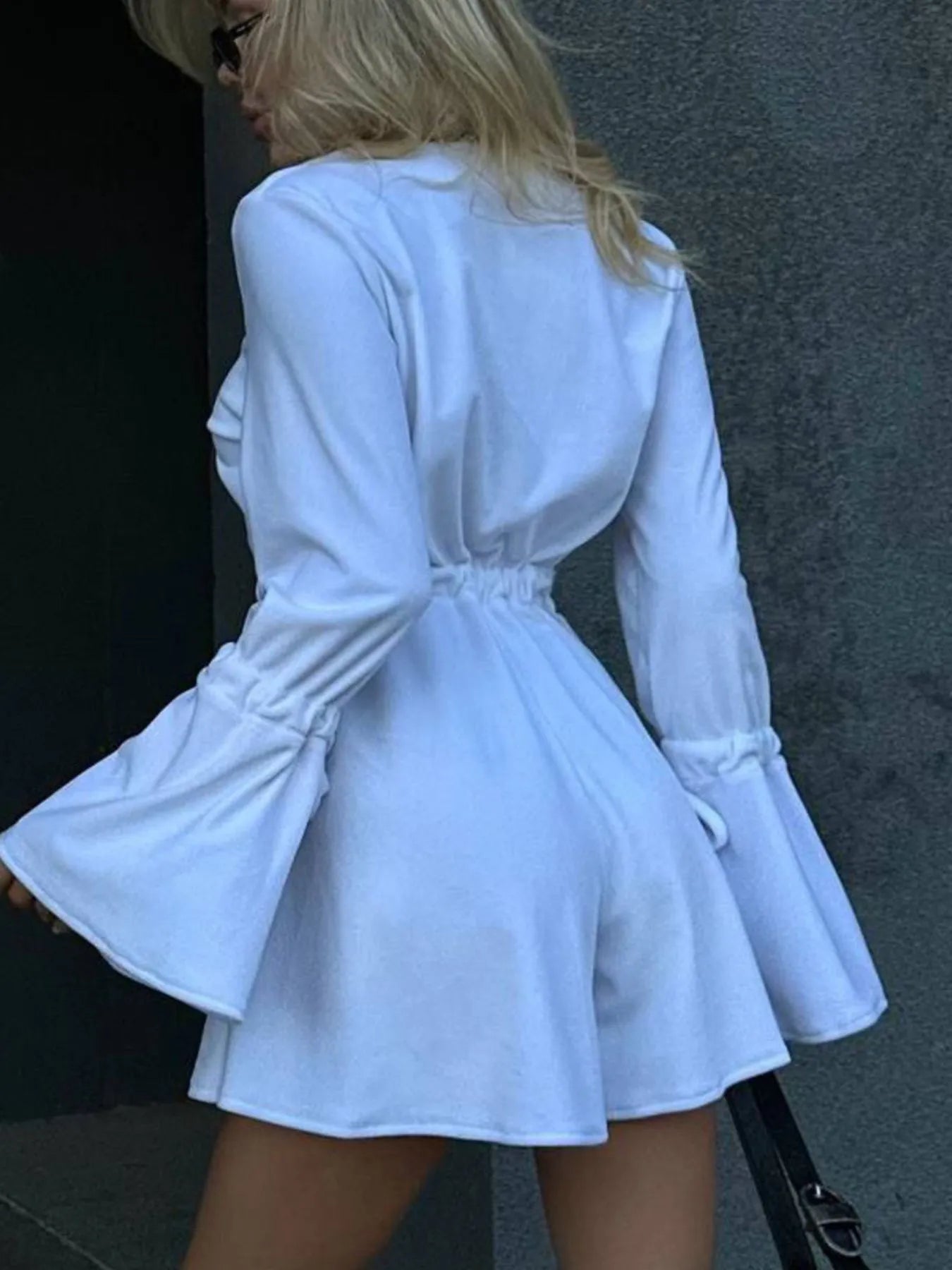 V-Neck Flounce Sleeve Romper - Velora Luxury Fashion