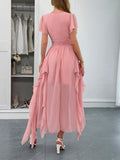 V-Neck Flutter Sleeve Dress - Velora Luxury Fashion