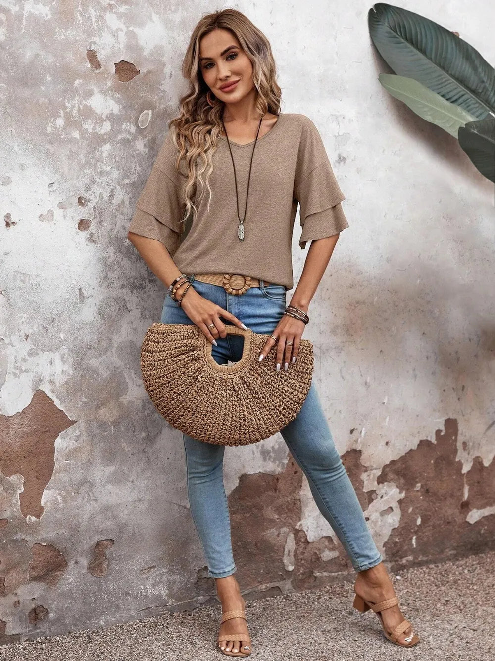 V-Neck Half Sleeve Blouse - Velora Luxury Fashion