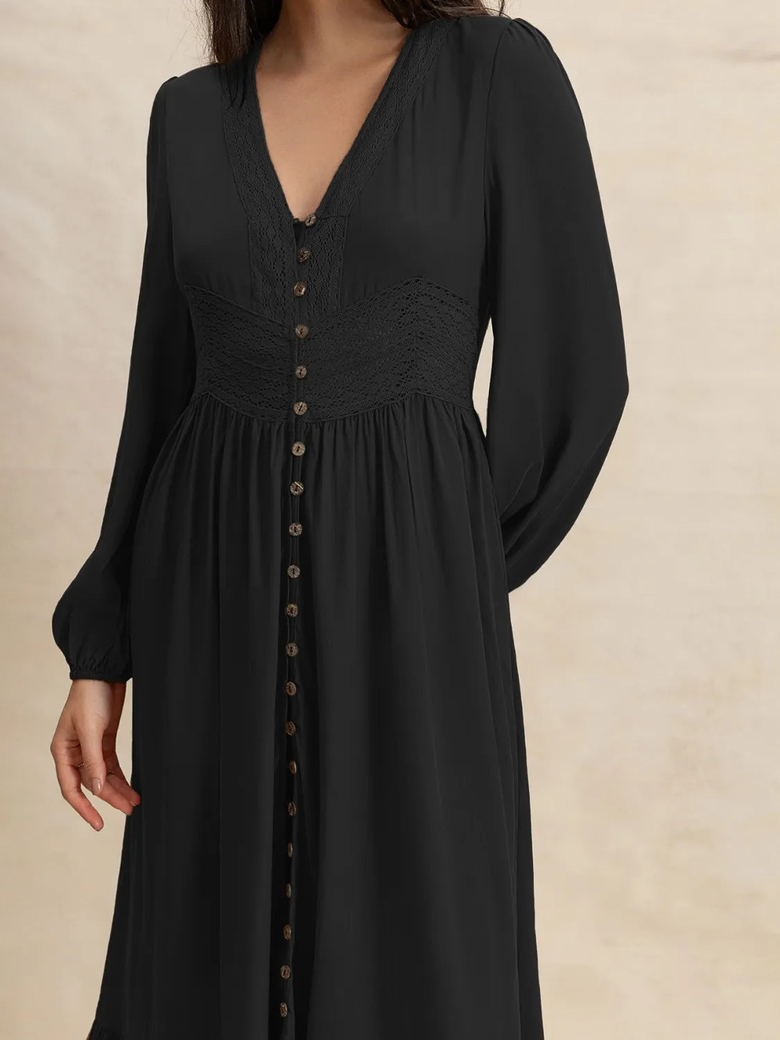 V-Neck Long Sleeve Dress - Velora