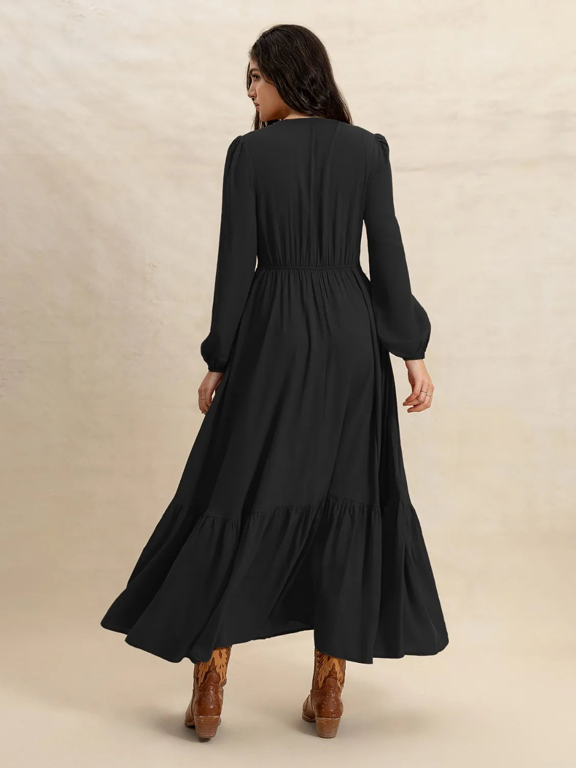 V-Neck Long Sleeve Dress - Velora