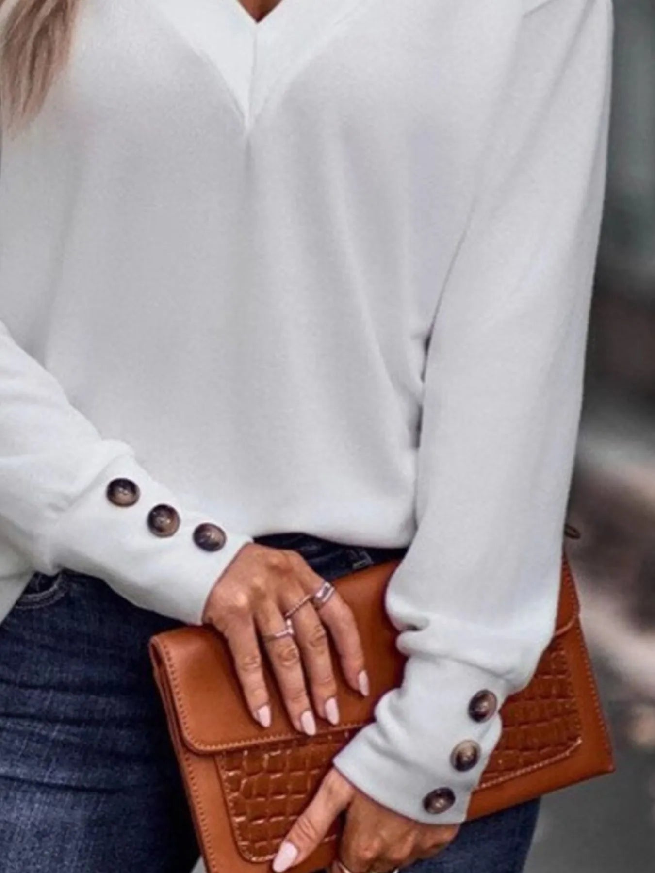 V-Neck Long Sleeve T-Shirt - Velora Luxury Fashion