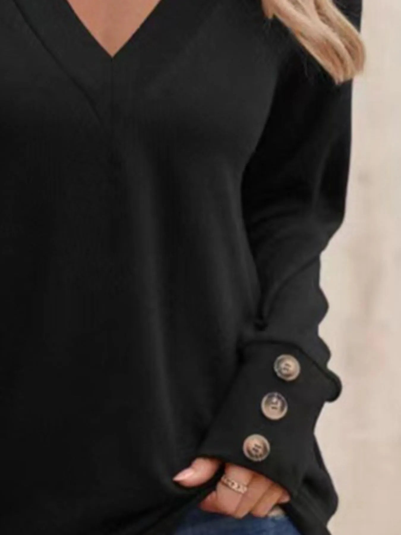 V-Neck Long Sleeve T-Shirt - Velora Luxury Fashion