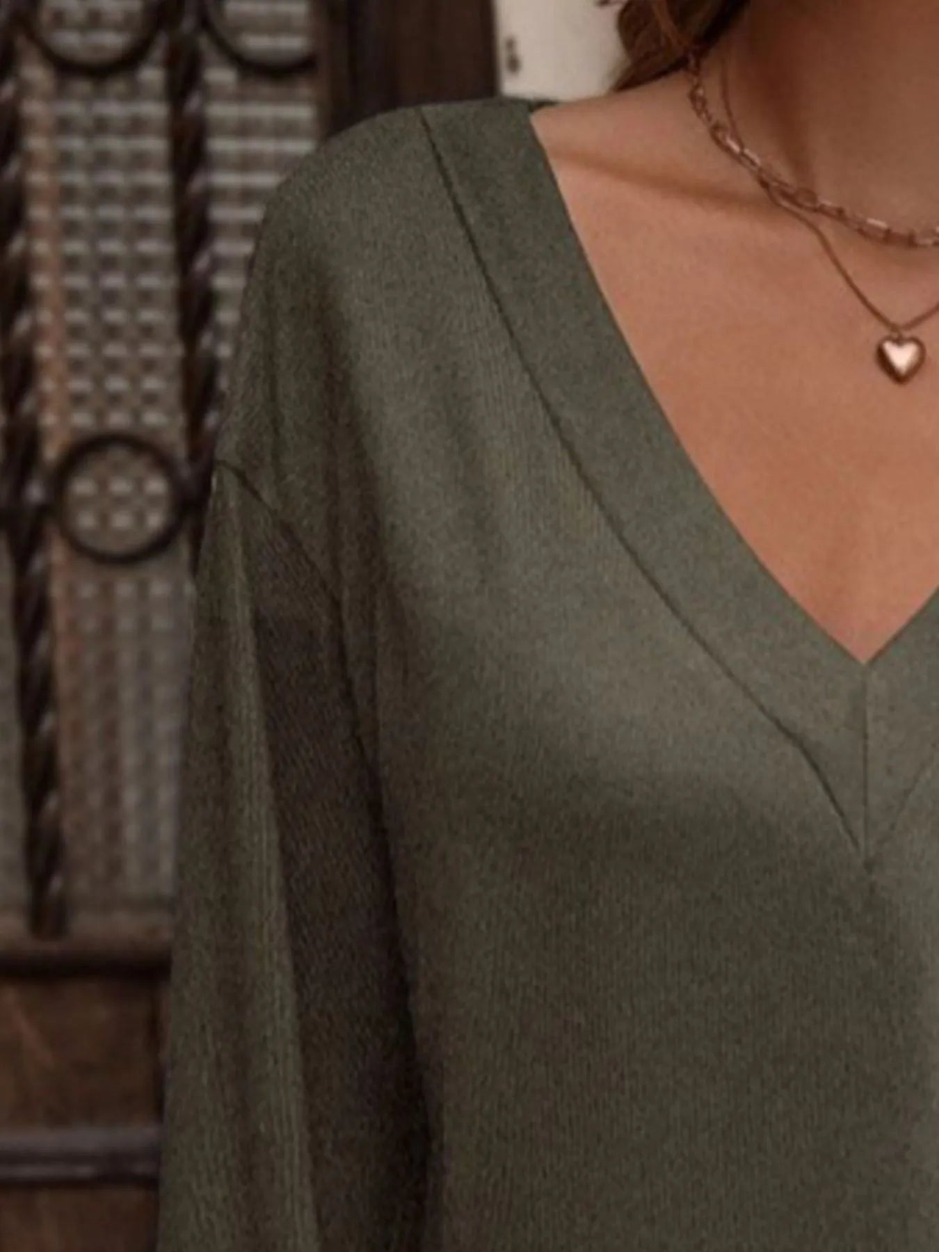 V-Neck Long Sleeve T-Shirt - Velora Luxury Fashion