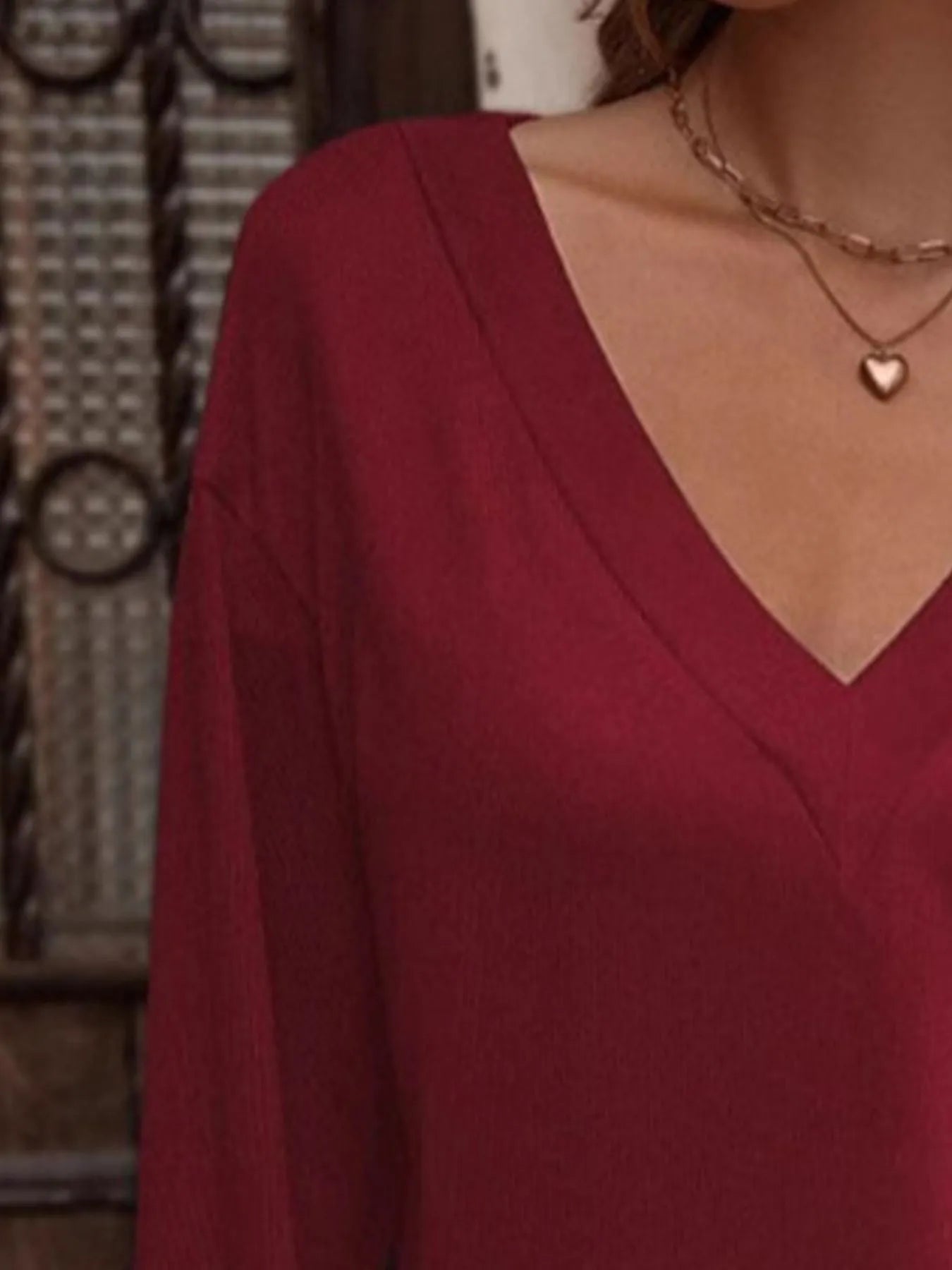 V-Neck Long Sleeve T-Shirt - Velora Luxury Fashion