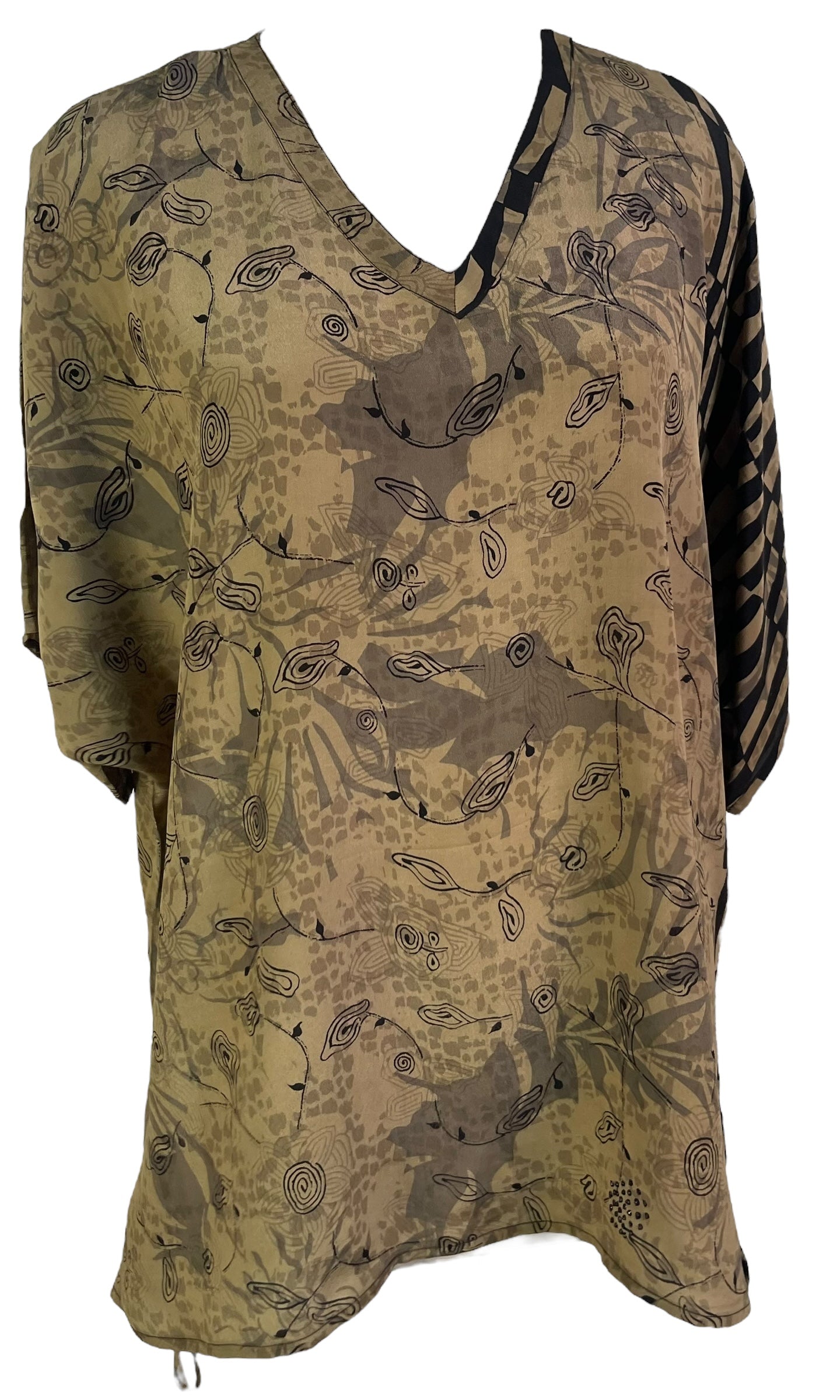 PRC7150 Avatar Pure Silk Long Tunic with Side Ties - Velora