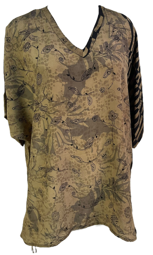 PRC7150 Avatar Pure Silk Long Tunic with Side Ties - Velora