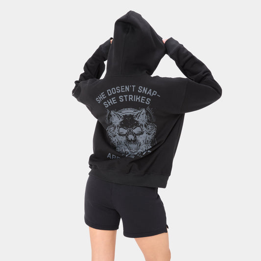 VOLTFEM_77 HOODIE — WAR  BLACK - Velora Luxury Fashion