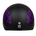 VOSS 707FRP Black Skull and Rose Half Helmet with Peak - Velora Luxury Fashion