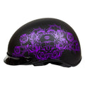 VOSS 707FRP Black Skull and Rose Half Helmet with Peak - Velora Luxury Fashion