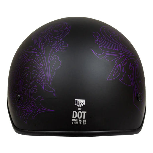 VOSS 707FRP Purple Paisley Half Helmet with Peak - Velora Luxury Fashion