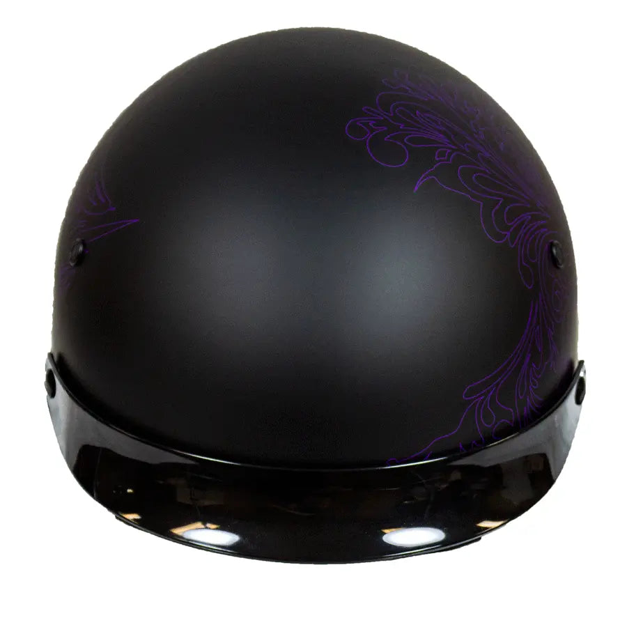 VOSS 707FRP Purple Paisley Half Helmet with Peak - Velora Luxury Fashion
