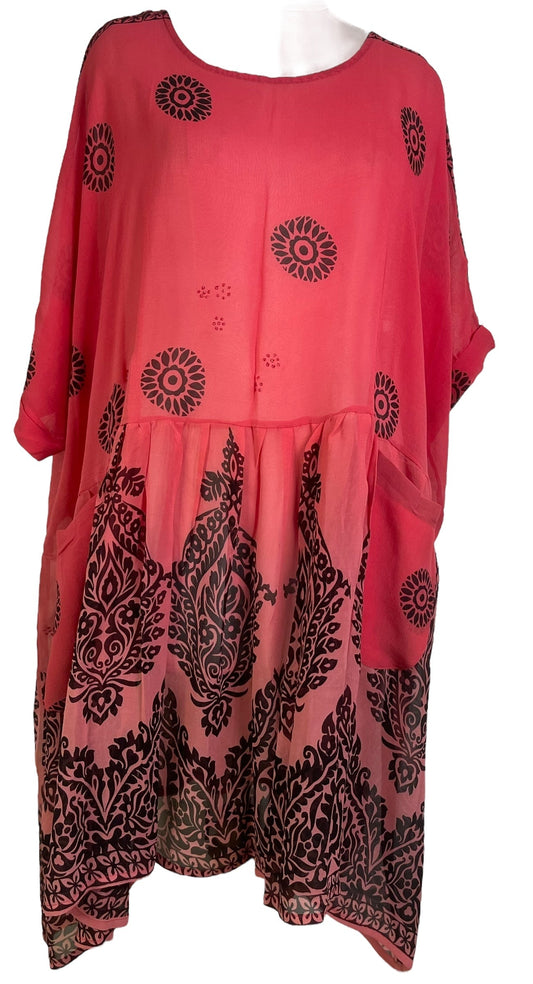 PRG6741 Sheer Avatar Pure Silk Boxy Babydoll Dress - Velora