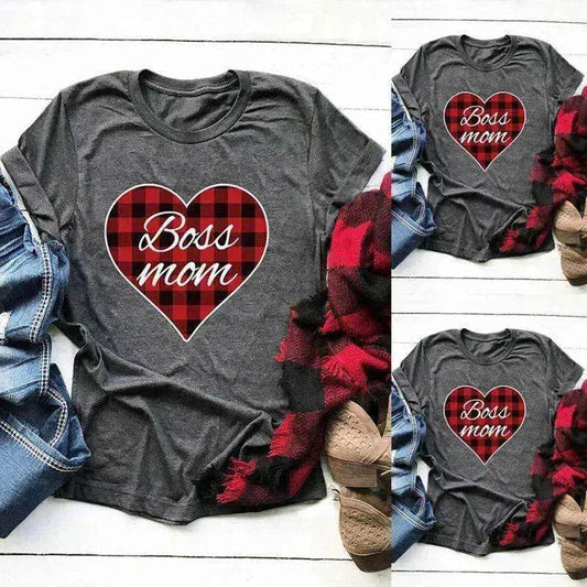 Valentine's Day Women's Top Printed Round Neck Short Sleeve - Velora