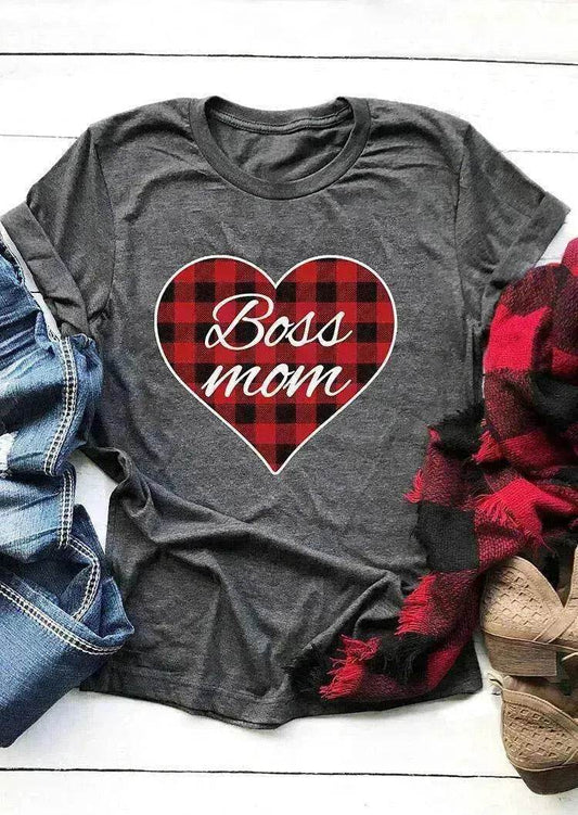 Valentine's Day Women's Top Printed Round Neck Short Sleeve - Velora