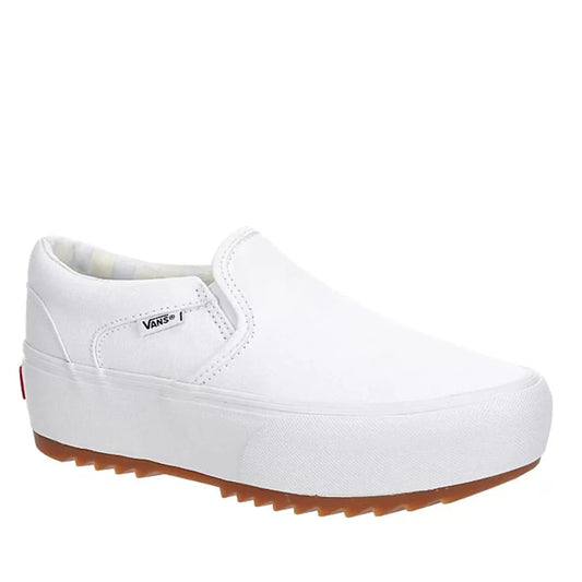 Vans Unisex Asher Platform Sneaker - Slip On Style - Canvas White 8 - Velora Luxury Fashion