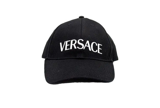 Versace Black Cotton Embroidered Logo Adjustable Baseball Hat - Velora Luxury Fashion