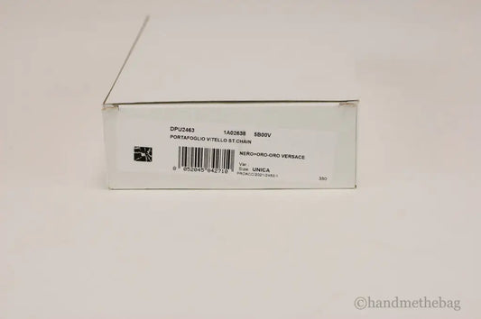 Versace Black Leather Gold Medusa Chain Logo Bifold Wallet - Velora Luxury Fashion