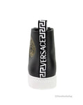 Versace Black Smooth Vitello Leather Medusa Emblem High Top Lace Up Sneakers - Velora Luxury Fashion