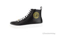 Versace Black Smooth Vitello Leather Medusa Emblem High Top Lace Up Sneakers - Velora Luxury Fashion